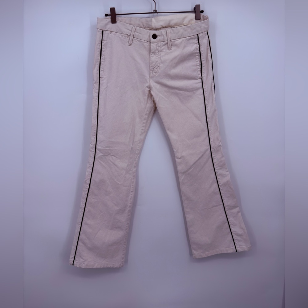 MOTHER The Piped Wilder Jeans 28 Cream For A Day Flare Pants Black Stripe